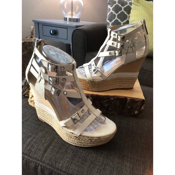 Donald Pliner Taja Platform Wedge Cream Women size 8 **read** - Picture 1 of 12
